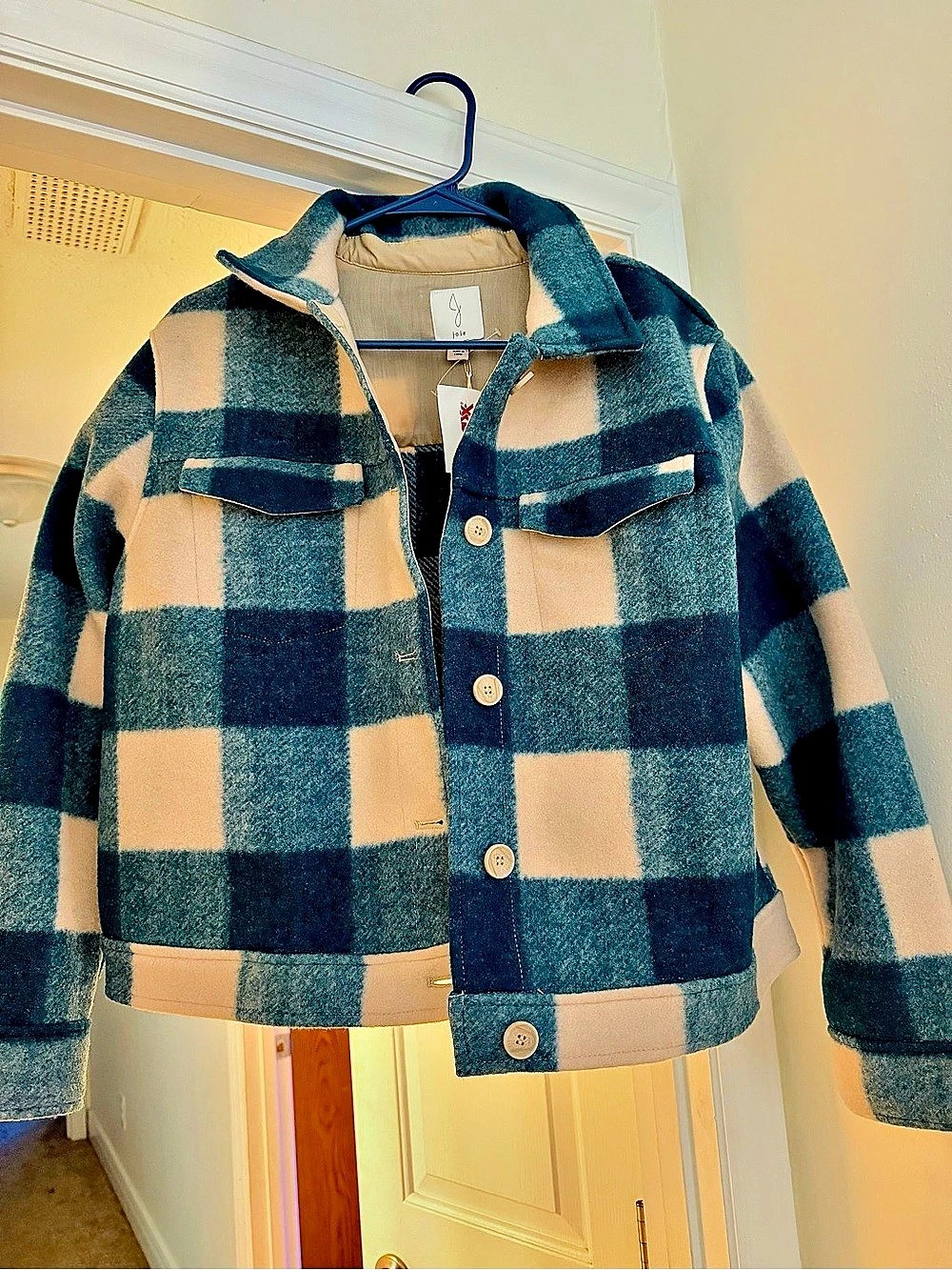 Plaid Jacket in Green & Pink Size Large NWT